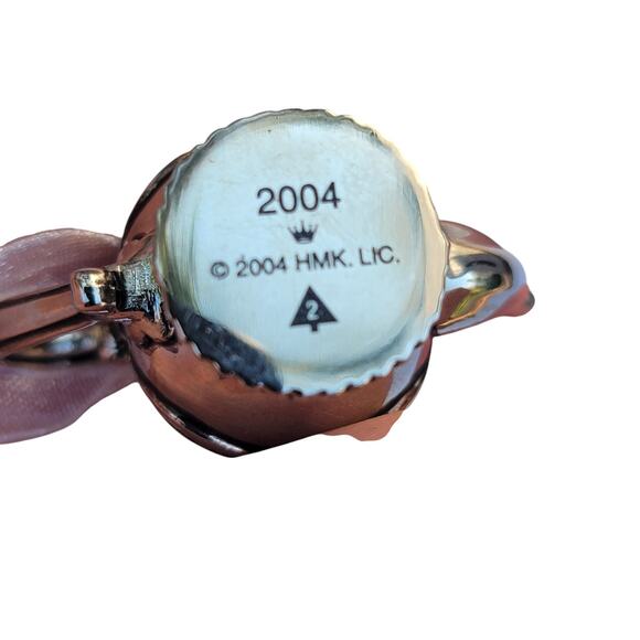 Vintage Silver Teapot Christmas Ornament with Ribbon Bow - Picture 6 of 10